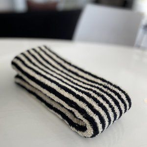 4 Black Kitchen Towels - Double Sided Pom Pom Turkish